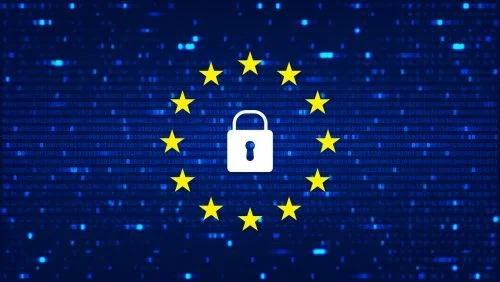 GDPR - General Data Protection Regulation background. Data backdrop with blur effect. Vector Illustration with concept of security technology. Coding concept with binary computer code.