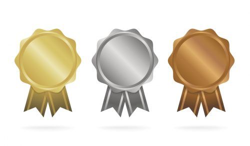 Bronze, silver and gold medal vector illustration